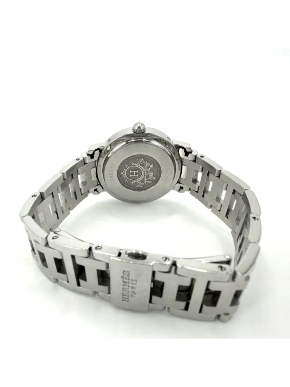 Hermes Watch Clipper Arabia Date SS White Dial Quartz Stainless Steel Shell